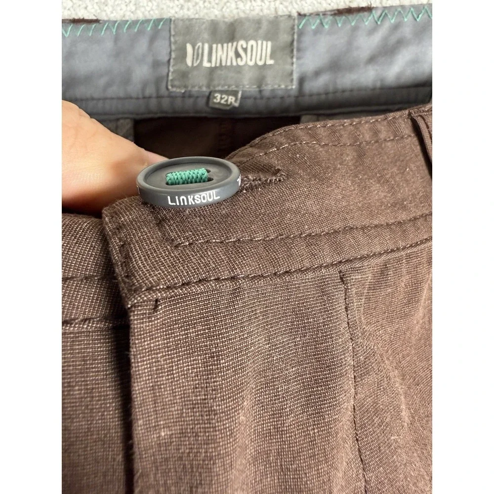 Linksoul Pants Men's 32x32 Brown Flat Front Performance Chino Lightweight Golf‎